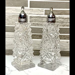 Antique Cut Crystal Salt & Pepper Shaker Set